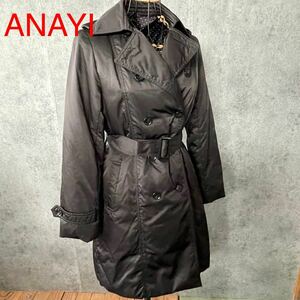 ANAYI Anayi black to wrench down jacket trench coat 