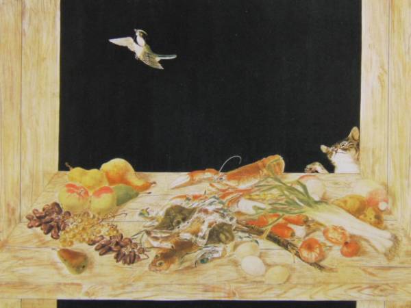 Tsuguharu Foujita, Nature morte et un chat, Peintures encadrées tirées de livres d'art rares, Œuvres populaires, Livré avec un passe-partout personnalisé et un tout nouveau cadre japonais, livraison gratuite, Peinture, Peinture à l'huile, Nature morte