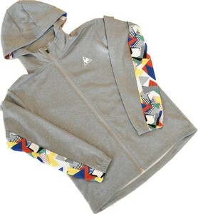 新品同様*le coq sportif ルコック スポルティフ*グレー系*メンズ*フード付*フルジップジャンパー*ランニング*トレーニング*M相当*春秋冬