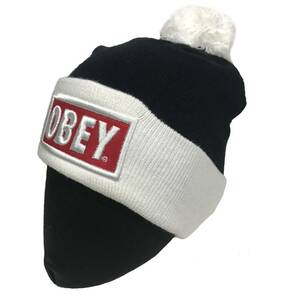 [並行輸入品] OBEY オベイ ボンボン ワッチニットキャップ (ホワイト/ブラック)