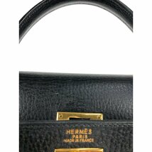 エルメス HERMES ケリー32 外縫い □B刻 ブラック ゴールド金具 ハンドバッグ レディース 中古_画像5