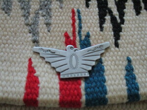 CHIMAYOchimayo40s Vintage pouch Indian silver Conti . bag ball chain hand made white Thunderbird bird 