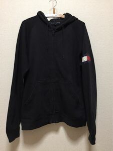 USA古着 TOMMY HILFIGER トミー ヒルフィガー ジップアップパーカー L 黒系