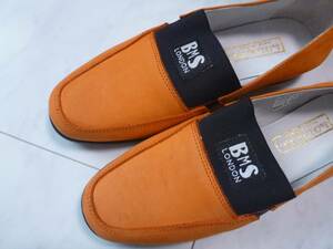 BMS London подлинный Nubuck Orange Loafers 22 Сделано в Италии