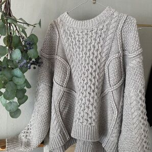 クラネ 3D ケーブルニット グレー ウール