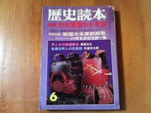 CU　歴史読本　昭和51年6月号　わが家訓わが社訓　戦国大名家訓総覧　邦光史郎　井口朝生　高梨公之　