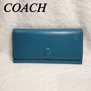 【COACH】コーチ★ブランド長財布★青緑★レディース★小物