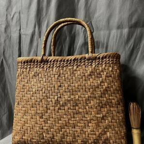 白川郷 国産蔓使用 サイズL 匠の技 職人手編み 網代編み 山葡萄籠バッグの画像5