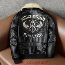 フライトジャケット メンズ 本革ジャケット レザージャケット ウール襟 バイクジャケット レザーコート 牛革 S～5XL サイズ選べる_画像2