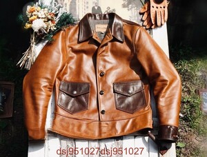 メンズ ライダースジャケット ヴィンテージ 牛革レザージャケット バイク用 革ジャン 切り替え 1920s 復刻 M～2XL サイズ選べる