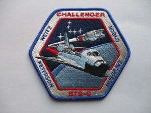 【送料無料】80s NASAスペースシャトル『CHALLENGER STS-6』ワッペン/patchパッチUSAアップリケ宇宙飛行士ロケットJAXAビンテージSPACE U5