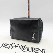 1円 新品未使用 YVES SAINT LAURENT YSL イヴサンローラン セカンドバッグ クラッチバッグ ロゴ レザー 本革 メンズ ゴールド金具_画像1