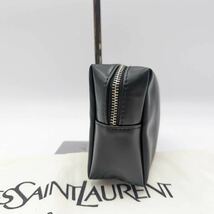 1円 新品未使用 YVES SAINT LAURENT YSL イヴサンローラン セカンドバッグ クラッチバッグ ロゴ レザー 本革 メンズ ゴールド金具_画像4