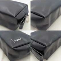 1円 新品未使用 YVES SAINT LAURENT YSL イヴサンローラン セカンドバッグ クラッチバッグ ロゴ レザー 本革 メンズ ゴールド金具_画像8