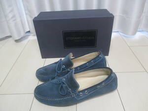  Italy stereo fano gun ba navy suede driving shoes size 39 Italy made STEFANO GAMBA