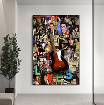  C2284 エルヴィス・プレスリー Elvis Presley コラージュ キャンバスアートポスター 50×70cm イラスト 海外製 枠なし _画像1