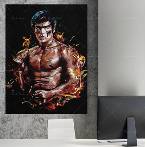  C2286 ブルース・リー Bruce Lee キャンバスアートポスター 50×70cm イラスト インテリア 雑貨 海外製 枠なし 