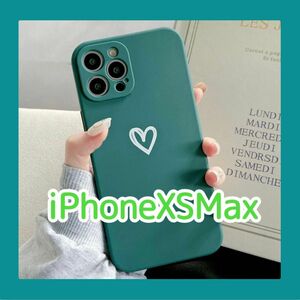 iPhoneXSMax iPhoneケース グリーン 緑 緑色 手書き ハート かわいい おしゃれ 大人気 韓国 新品 未使用