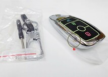 訳アリ/メルセデスベンツE レザー メタル スマートキーケース キーカバー 銀 黒 E200 E300 E320 E43 E53 C180 C220 CLS 220d アクセサリー_画像5