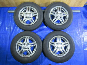 激安即決！HOTSTUFF WAREN 13-4B 4H/100 ET43 + ECOFINE 145/80R13 2021年製！中古4本！アルト ライフ ワゴンR タント ムーヴ等！T006238