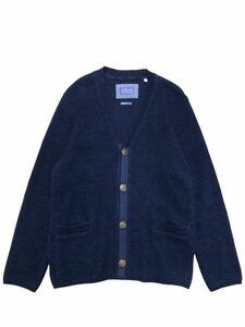  beautiful goods BLUE BLUEb lube Roo gold button indigo dyeing cotton knitted cardigan 3 INDIGO DYE