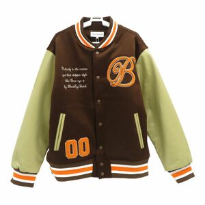 131s【未使用】BlackEyePatch ブラックアイパッチ 22SS VARSITY JACKET スタジャン BEPFW210T15 Lサイズ ブラウン