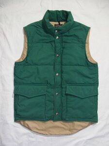 ☆ 70s カナダ製 ビンテージ PIONEER Sportswear 60/40クロス 中綿 ダウン ベスト 緑 ☆USA古着 ユニオンチケット アウトドア オールド 60s