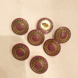 手芸用 ボタン 丸型 ゴールド 紫 中1.8センチ 7個