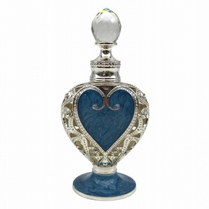  perfume bin puff .-m bottle Heart design antique manner glass made silver ( blue )