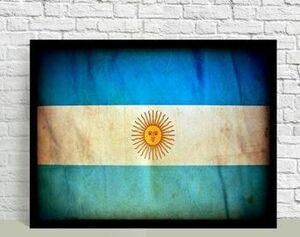 ポスター ビンテージ風 国旗 フレーム入り 25×35cm (アルゼンチン)