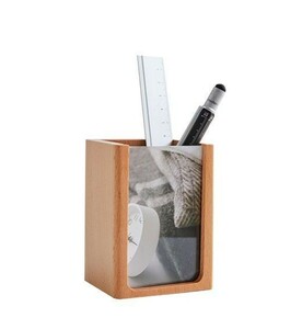  penholder photo stand front surface card inserting wooden ( vertical )