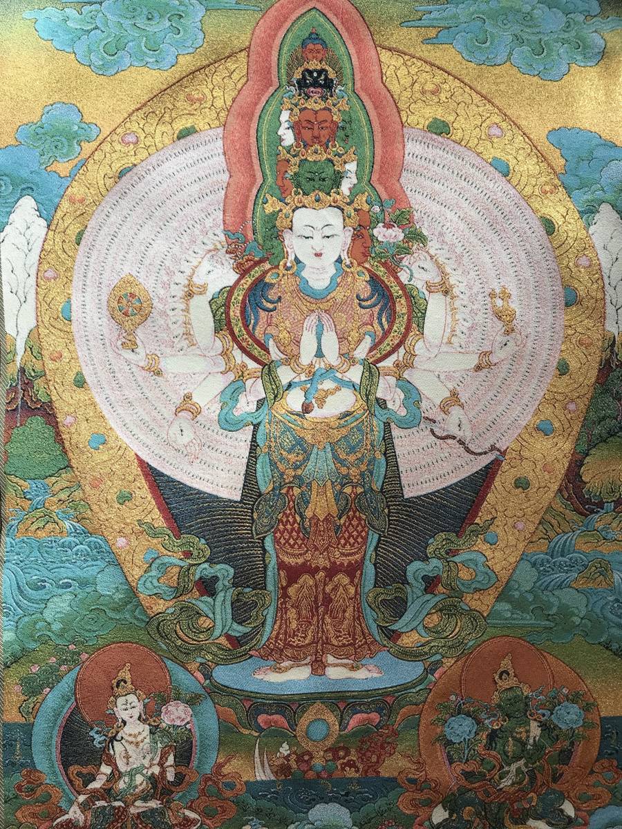 तिब्बती गूढ़ बौद्ध धर्म स्वस्तिक बौद्ध कला [ग्यारह-मुखी हजार-सशस्त्र कन्नन बोधिसत्व बुना कपड़ा] 89 सेमी खोज; शाक्यमुनि बुद्ध प्रतिमा बौद्ध पेंटिंग F2, चित्रकारी, जापानी चित्रकला, व्यक्ति, बोधिसत्त्व