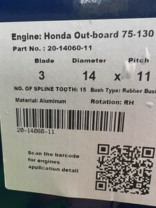 Honda 船外機用＜14x11ピッチ＞　75hp~130hp用