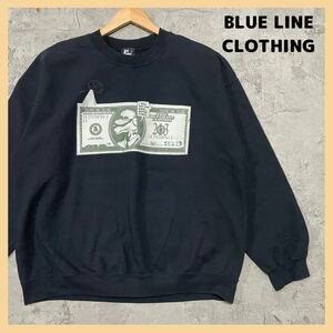 BLUE LINE CLOTHING ブルーラインクロージング スウェット USA企画 ロサンゼルス ストリート ヒップホップ ビッグシルエット 玉FL2059a