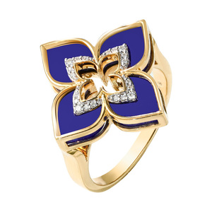 K18YG yellow gold maca light lapis lazuli ring ring clover mother ob pearl ~8 number 9 number 10 number 11 number 12 number 13 number 14 number ~