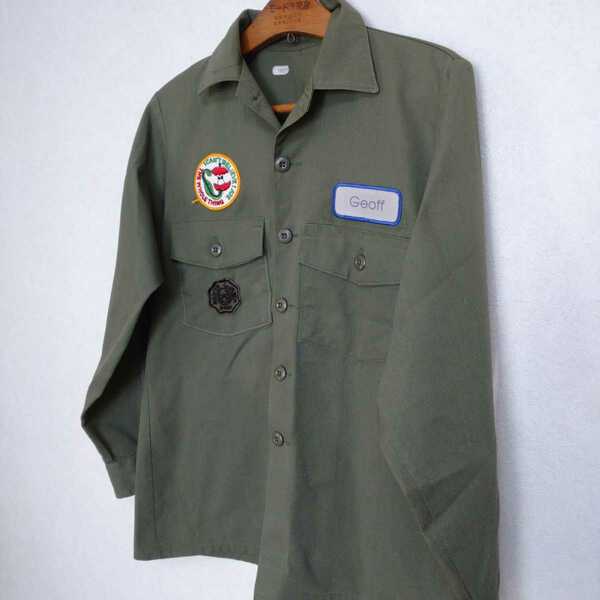 USA ビンテージ 軍ワークシャツ カーキ ML