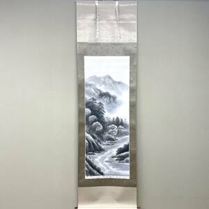 Art hand Auction ★Closing sale! ★Sold out for 1 yen! ★Can be shipped together ★Hanging scroll ★Shimizu bamboo style ★Ink landscape ★Authentic work ★Comes with paulownia box ★Authenticity guaranteed ★Long-term storage item ★Shofukai, painting, Japanese painting, landscape, Fugetsu