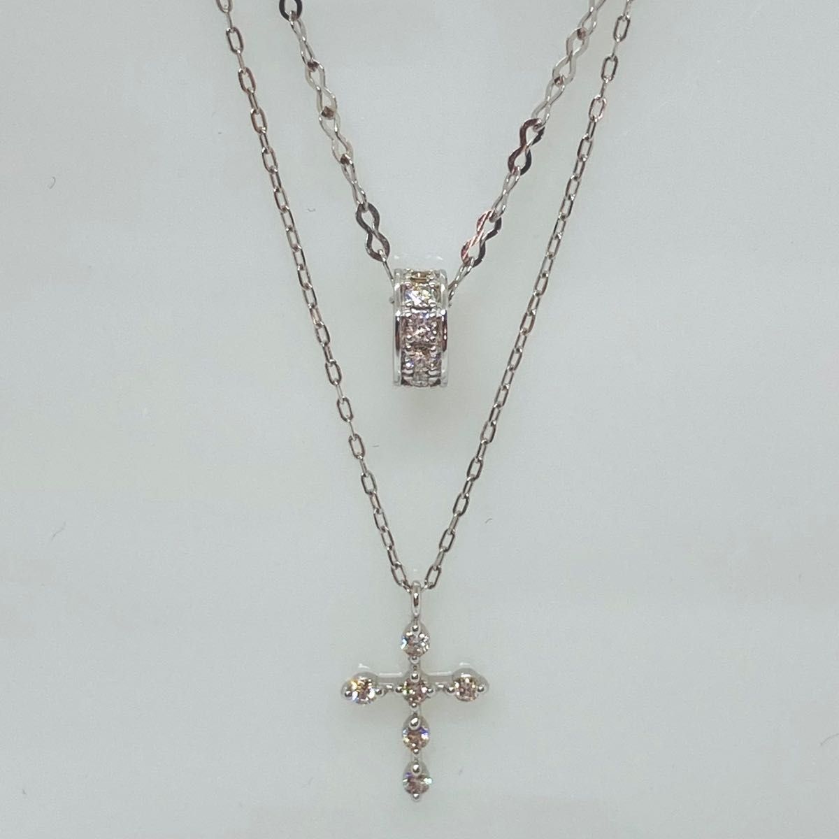 可愛い!K18WG ダイヤ クロス ネックレス 5.01g GR1181 | www