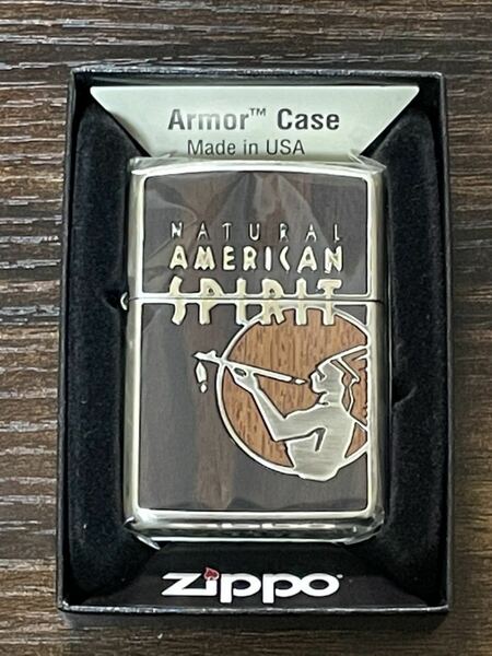 zippo アメリカンスピリット アーマー 木象嵌 限定品 銀燻 ウッド 2018年製 NATURAL AMERICAN SPIRIT 希少品 懸賞品 デットストック