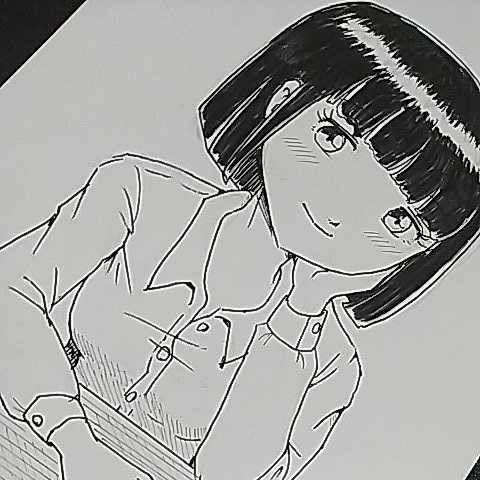 Hand-drawn illustration resting your chin, comics, anime goods, hand drawn illustration