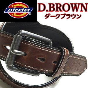 068 焦げ茶 ディッキーズ ベルト バイカラー ローラーバックル Dickies ダークブラウン