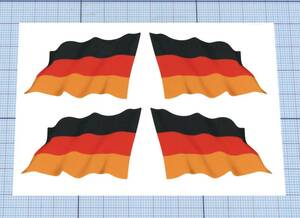 ★★ 棚引くドイツ小国旗ステッカー ★★ 左右約5cm×天地約2.8cm×4枚組