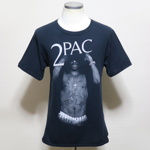 アメリカ購入 訳ありジャンクUSED品 2PAC トゥーパック フォトプリント Tシャツ 黒 M