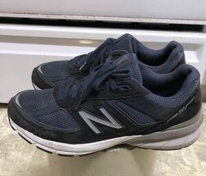 US製ニューバランス990v5 メンズ27.5D 程度良　Navy ブルー