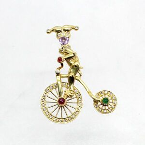 * б/у прекрасный товар *18 золотой diamond, мульти- Stone велосипед ....piero дизайн брошь . подвеска 