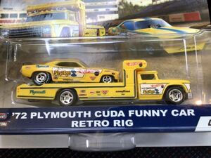 HW Hot Wheels ホットウィール チーム トランスポート ’72プリムス クーダ ファニーカー&レトロリグ PLYMOUTH CUDA FUNNY CAR RETRO RIG