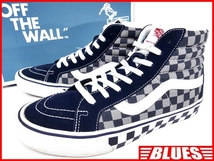 即決★VANS★27.5cm 50周年記念モデル ハイカットスニーカー バンズ 9.5 限定 SK8 Pro メンズ 9.5 紺 チェッカー柄 7ホールシューズ 箱付き_画像1