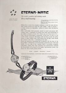 稀少・時計広告！1953年エテルナ 時計広告/Eterna Matic Watches/レディース/O