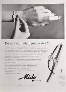 稀少・時計広告！1950年代ミドー時計広告/Mido powerwind Watch/レディース/O