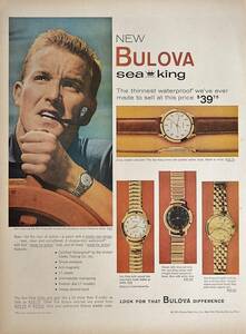 稀少・時計広告！1959年ブローバ 時計広告/Bulova Sea King Watch/Q